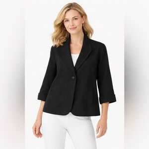 Talbots NWT 100 % cotton notched step lap collar 3/4 cuffed sleeve Sz 10 jacket